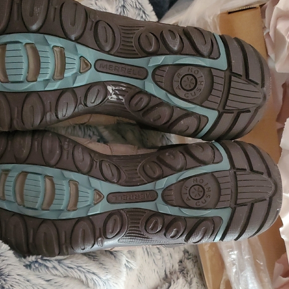 Merrell Deverta 2 Gray and Brown Waterproof Hiking Shoes Women Size 10 M Size 8 - Picture 12 of 14